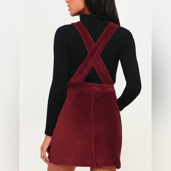 Burgundy sweet reputation Corduroy Overall Dress - Picture 2 of 5